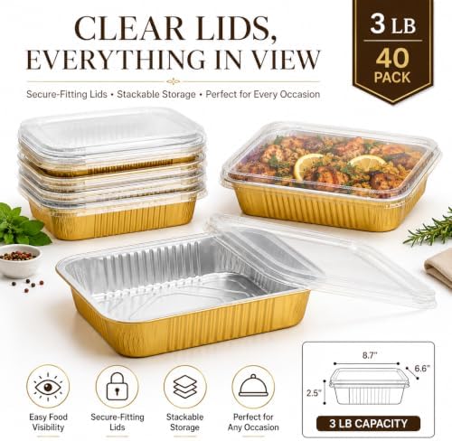 JARDLITE 40 Pack 3 LB Aluminum Pans with Lids Heavy Duty - Image 7