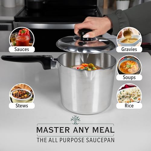 Magnaware Cast Aluminum Sauce Pan with Lid 4 Quart - Multipurpose Lightweight Saucepan with 2 Side Pour Spouts & Stay-Cool Handle - Small Cooking Pot for Sauces, Pasta, Soup - Oven Safe - Image 7