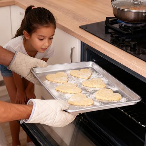 6 Pack Half Size Baking Sheet Pan Set, Aluminum Commercial Quality Cookie Sheet for Baking or Roasting, Large Thick Baking Tray Prevents Warping, 13" × 18" Cookie Tray Pan - Image 7