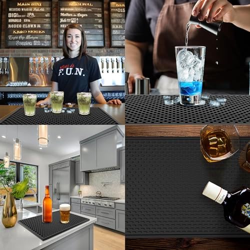 AXIESO Silicone Bar Mat 2 Pack - 18 x 12 in Coffee Bar Mats for Countertop - Image 7