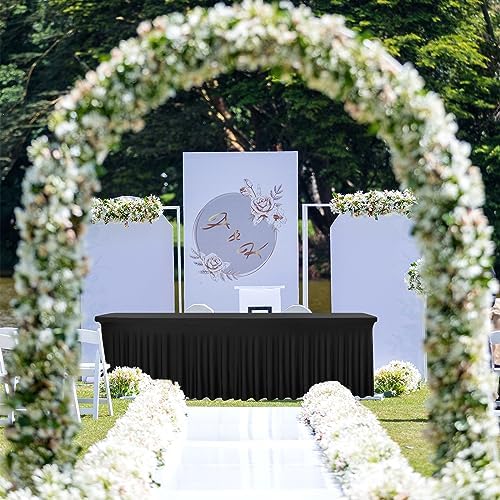 2 Pack Black Spandex Table Skirts for 8 Ft Rectangular Tables - Image 7