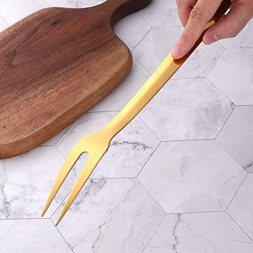 6 Pcs 12.3 in Gold Meat Forks for Kitchen, Stainless Steel Titanium Plated Dinner Fork, Ergonomic Integral Forming Mirror Polish-Dishwasher Safe - Image 7