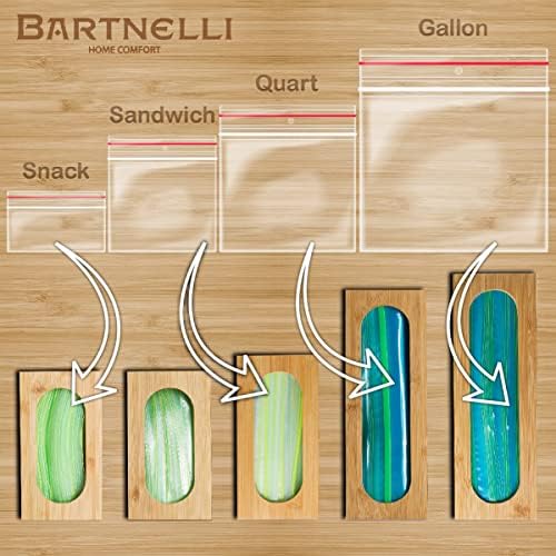 Bartnelli Sandwich bag organizer for Baggie Storage Organization, 5 PC Premium Bamboo Kitchen Drawer Organizer, Bag Holder Dispenser - Image 6