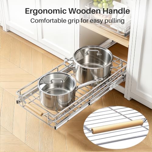 Pull out Cabinet Organizer, 9"W X 21"D, Heavy Duty Smooth Sliding Under Cabinet Shelves for Pots and Pans, Full-Extension Roll out Drawers, Slide out Organization for Home Kitchen Pantry - Image 7