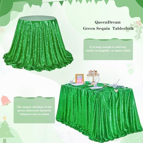 QueenDream 60x102 Inch Green Sequin Table Cloth for Party Birthday Wedding - Image 7