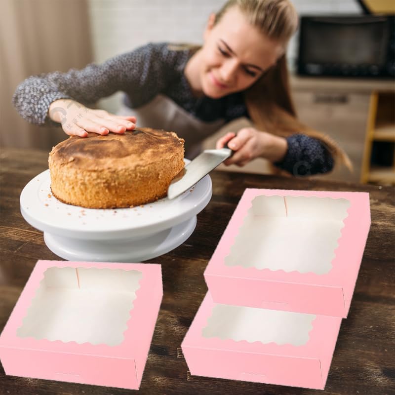 Generic 50PCS (8x8x2.4inch) Cake Boxes with Window Bakery Boxes Pastry Boxes for Cake, Pastries Chocolates Cupcakes Valentine's Day (50PCS Pink), 8825-8CDGH - Image 7