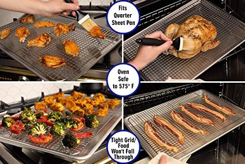 Stainless Steel Wire Cooling Rack for Baking – 3 Pack – 1 for Half Sheet Pans, 1 for Jelly Roll Pans, and 1 for Quarter Sheet Pans – Oven-safe, Heavy Duty Commercial Quality - Image 7