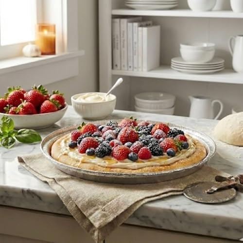48 Pack 10 inch Disposable Aluminum Foil Pizza Pans | Made in USA, Round Baking Sheet, Personal Pizzas, Cookie Cakes, Freezer & Reheating - Image 6