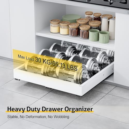 Pull Out Cabinet Organizer, Expandable Width (11.4"-18.9") Depth (16.3"-21.7") Pull out Drawers for Cabinets with 3 Rails, No Drill Adhesive Film or Nail Fixed Slide out Drawers for Kitchen, Pantry - Image 6