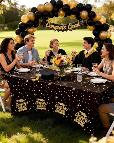 Pureegg Graduation 2026 Spandex Tablecloth 6ft 2 Pack Black - Image 7