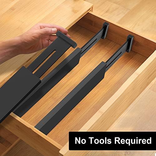 Bamboo Drawer Dividers, Adjustable Drawer Organizers, Fits 12.6–16" Drawers | 2.5" High, 4 Pack Expandable Drawer Separators for Kitchen, Nursery, Dressers & Office Storage, Black - Image 6