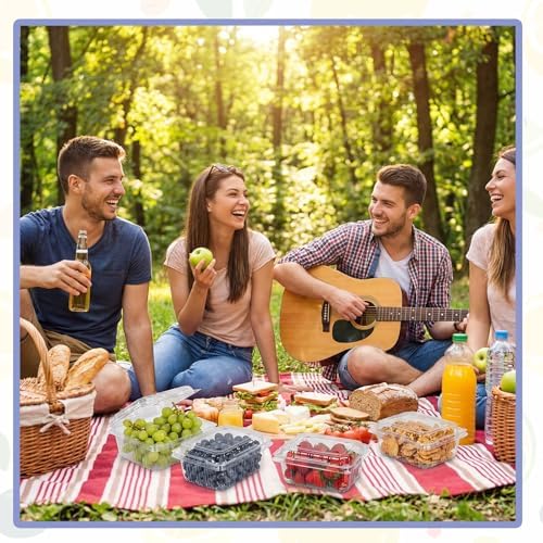 Threehoney 100 Pack Clear Plastic Vented Berry Containers with Clamshell Lids, 1/2 Pint Berry Baskets for Strawberry, Disposable Food Storage for Farmers Market Fridge Picnic (5.3×4.7×2.4 Inch) - Image 6
