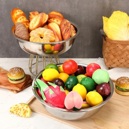 Nuogo 4 Pcs Stainless Steel Mixing Bowls Metal Mixing Bowls Extra Large Basin Salad Basin Deeper Edge Dishwasher Safe Mirror Finish for Home and Commercial, Silver (16 Inch 13 Qt) - Image 6