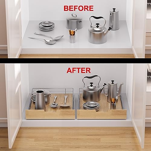 Sikarou Pull Out Cabinet Organizer 20"W x 21"D Wood and Wire Storage Shelf - Image 6