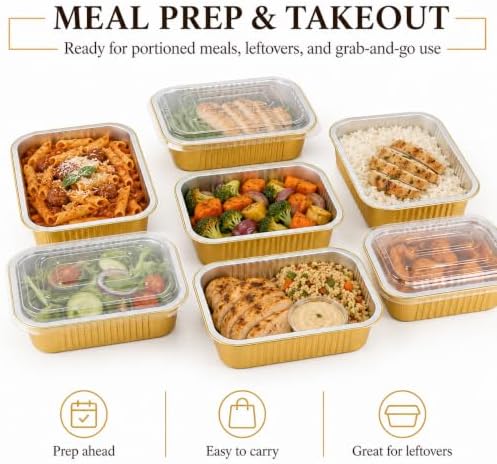 JARDLITE 40 Pack 1.5 LB 7.2"×5"×1.8" Aluminum Pans with Lids Heavy Duty - Image 7