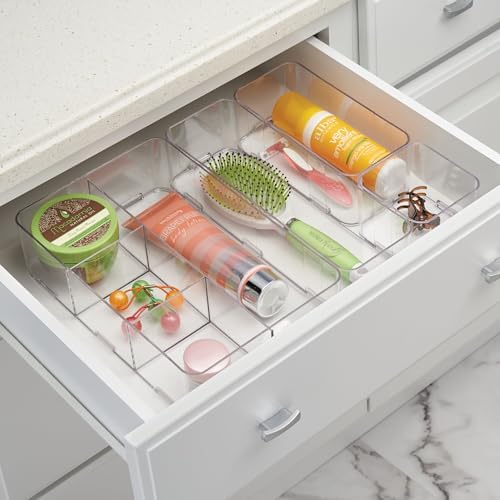 iDesign Interlocking 4-Section Drawer Organizer, Clear | For Kitchen, For Bathroom, For Desk Drawers - Image 4