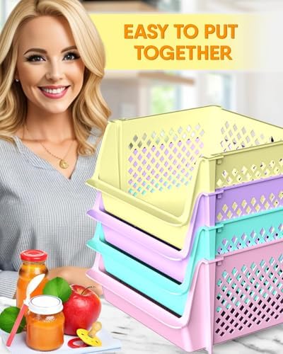 Large Stackable Storage Bins Open Front for Pantry Storage, 8 Pack - Multi - Image 7