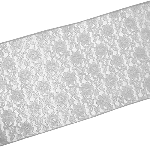 Zen Creative Designs 10 Pack Floral Lace Table Runner Sheer Lace Event Party Wedding Table Decor (12" by 60", Silver) - Image 2