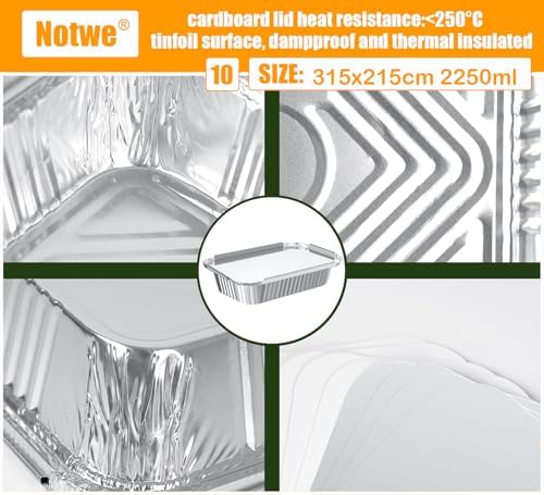 Notwoe® 40 Pack Disposable Aluminum Pans With Lids, 12x8 And 8x6 Square 8x5 6.9x4.3 Square Combo Set, Disposable Baking and Cake Pan. (40 Pack w/Lids) - Image 7