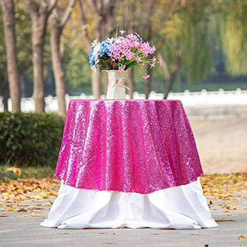 JYFLZQ Champagne Sequin Tablecloth Glitter Party Table Cover 50 Inch Round - Image 6