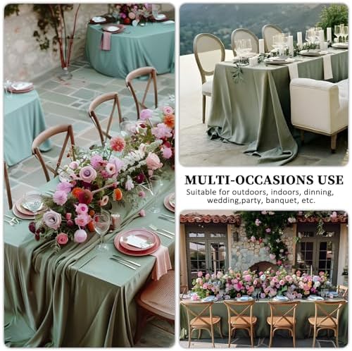 8 Pack Sage Green Tablecloth Rectangle 60 x 102 Inch for 6 Foot Tables - Image 6