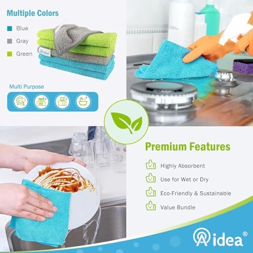 AIDEA Microfiber Cleaning Cloth-8PK, Microfiber Towels for Cars 12"x16" - Image 6