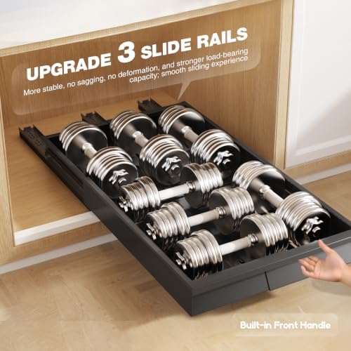 Seinloes Pull Out Cabinet Organizer, 4-Side Expandable to Fit Most Cabinets, 3 Rail Slide Out Drawers with Raising Pad for Framed & Frameless Cabinets, 11"-16" W x 17"-24" D, Black, 2 Pack - Image 7