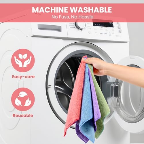 SIFANGKE Microfiber Cleaning Cloth, 100 Pack Assorted Color Cleaning Rags for Housekeeping, Colorful Reusable Microfiber Towels for Car, Kitchen, Bathroom and Household Cleaning Supplies, 11.8"X11.8" - Image 7