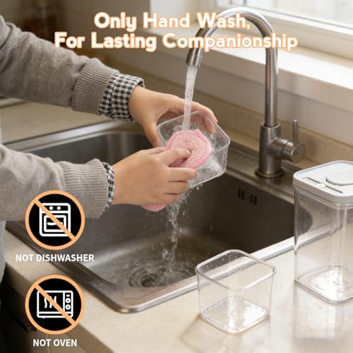 VINATO Storage Jars with Lid, Airtight, Pack of 3, 600/1250/2280 ml Storage Box with Lid, Kitchen, Plastic Food Storage for Flour, Oats, Cereals - Image 7