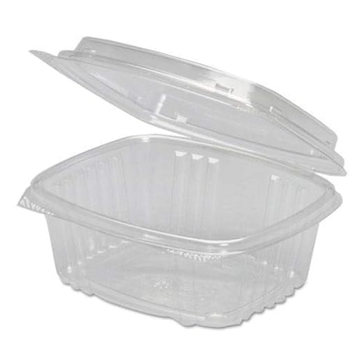 GenPak AD12 Clear Rectangular Hinged Deli Container with Flat Lid, 12-Ounce, 200 per case - Image 2