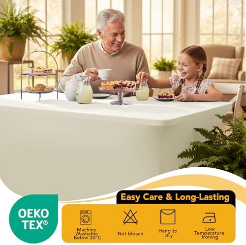 6-Pack Premium Cream Spandex Tablecloths for 6ft Rectangle Tables - Image 7