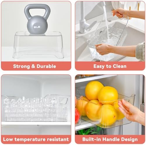 Clear Plastic Storage Bins - 12 Pack Pantry Organizers and Storage,Large Clear Pantry Organizer Bins, Plastic Containers with Handle for Kitchen, Cabinet, Bathroom, Classroom Organization - Image 7