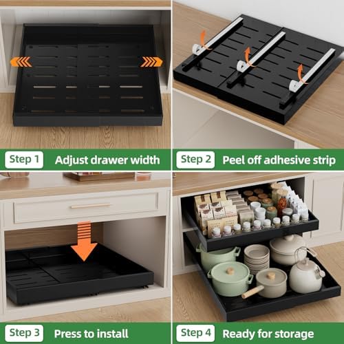 PAKETA 4 Pack Expandable Pull Out Cabinet Organizer,21" Deep - Image 6