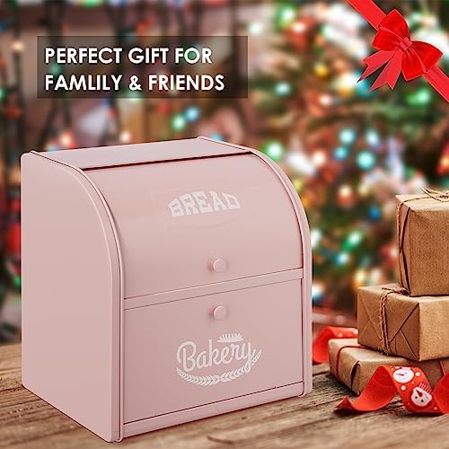 Bread Box, Metal Bread Box For Kitchen Countertop, Bread Storage Container Holds 2 Loaves Of Bread, High Capacity Breadbox, Bread Holder Suit Farmhouse Kitchen Decor For Counter (Pink) - Image 7