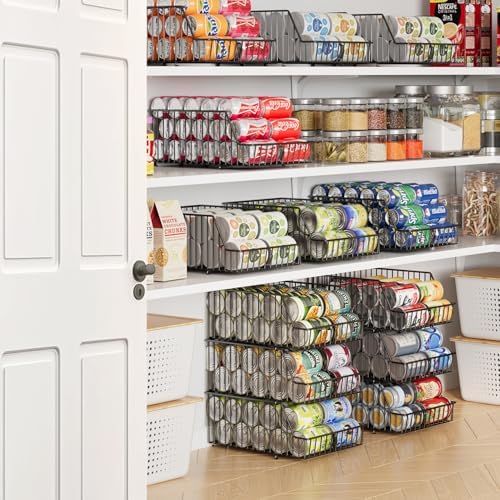 3 Pack Can Storage Organizer For Pantry,Stackble Widen Can Holder Rack With 3 Adjustable Dividers, Can Dispensers For Soup Soda Canned Food Water Bottle, Pop Drink Organizers for Cabinet Shelf - Image 7