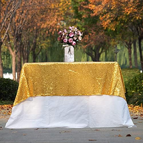 JYFLZQ Gold Sequin Tablecloth, Glitter Table Cover 50x50 Inch Square - Image 6
