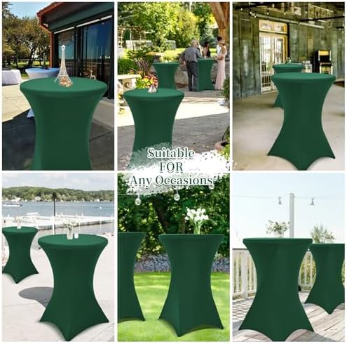Pesonlook 6 Pack Hunter Green Cocktail Spandex Table Cover,32x43 Inch - Image 7