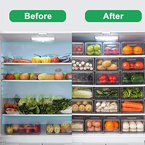 YekouMax Pantry Organization and Storage Bins, Refrigerator Organizer, Plastic Stackable Storage Bins with Drawers, Pull-Out Cabinet Containers for Fridge Kitchen Office (2 PACK, 11.81"x5.31"x 4.52") - Image 6