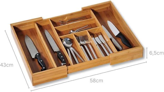 Kesper 5808513 variable cutlery tray – FSC 100% bamboo cutlery tray, bamboo, brown, 35 x 43 x 6.5 cm - Image 7