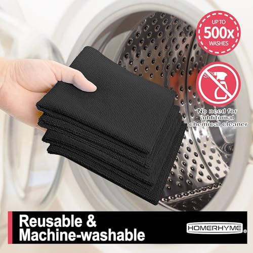 Microfiber Cleaning Cloth, 12 Pack Black Cleaning Rags,12" X 11" Lint Free Dish Towels Wash Cloths, Reusable Microfiber Towels for Home and Kitchen Bathroom Apartment Cleaning Supplies - Image 7