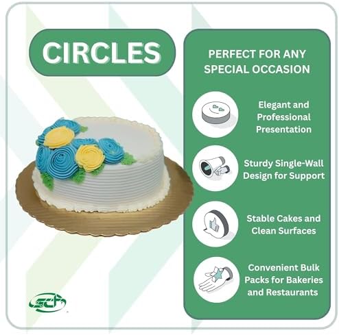 Southern Champion Tray 1625 14" Sturdy Corrugated Single Wall Cake Circle, Greaseproof, Gold Metallic (Case of 100) - Image 3