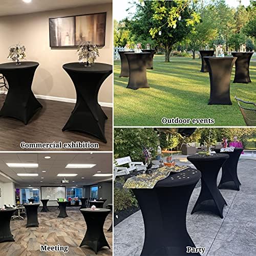 Pesonlook 10 Pack Black Cocktail Spandex Table Cover,32x43 Inch - Image 6