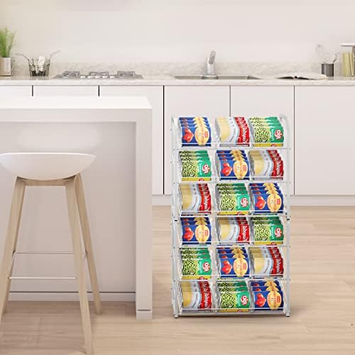BTY Can Organizer for Pantry Stackable Can Rack Organizer 2 Pack Stacking Can Storage Dispensers 3 Tier Small Space Holds up to 36 Cans for Pantry, Kitchen, Cabinet White - Image 6