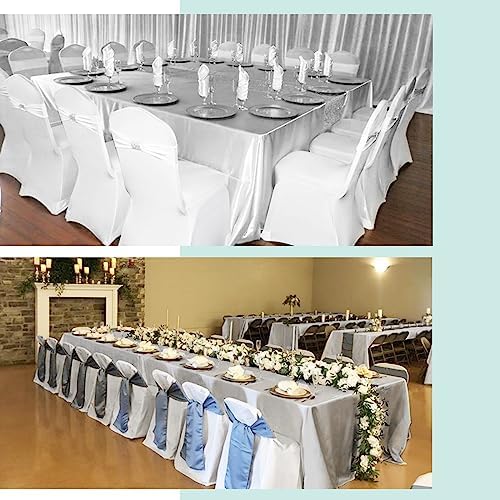 12 Pack Silver Satin Tablecloth, 57 x 108 Inch - Image 6