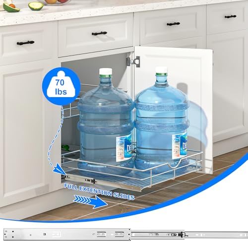 WelFurGeer 2-Tier Kitchen Cabinet Pullout Shelf and Drawer Organizer, Soft Close Pantry Pull Out Shelves, Heavy Duty Pull Out Cabinet Organizer with Shelf Liner for Kitchen Cabinets, Pantry Storage - Image 6