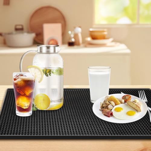 4 Pack Bar Mat, Dish Drying Mat, Large 31.5in x 12in Rubber Thick Durable Service Bar Mat for Home Kitchen Countertop Mat, Espresso Coffee Bar Mat, Black - Image 7