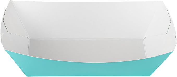 Restaurantware-Bio Tek 2 Pound Food Trays, 50 Disposable Paper Food Trays - Heavy-Duty, Greaseproof, Turquoise Paper Boats, For Snacks, Appetizers, Or Treats, Use At Parties Or Carnivals - Image 15