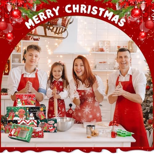 Zhanmai 64 Pcs Christmas Treat Boxes with Window Holiday Kraft Bakery Christmas Cookie Gift Boxes Xmas Pastry Food Containers with Ribbons DIY Tags for Party Favor Gift Giving(Classic) - Image 6