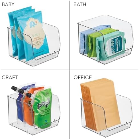 iDesign Stackable Open-Front Storage Bins, Set of 6, Clear - Image 7