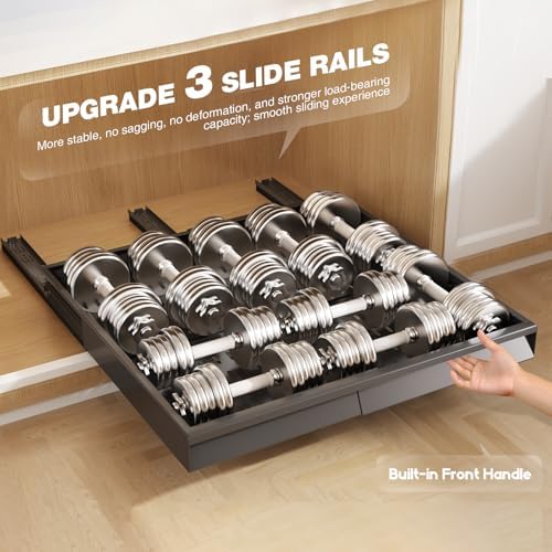 Seinloes Pull Out Cabinet Organizer, 4-Side Expandable to Fit Most Cabinets, 3 Rail Slide Out Drawers with Raising Pad for Framed & Frameless Cabinets, 15"-25" W x 17"-24" D, Black, 4 Pack - Image 7